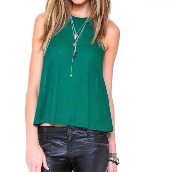 Free People Long Beach Ribbed Racerback Swing Tank in Green | Size XS - Picture 2 of 6
